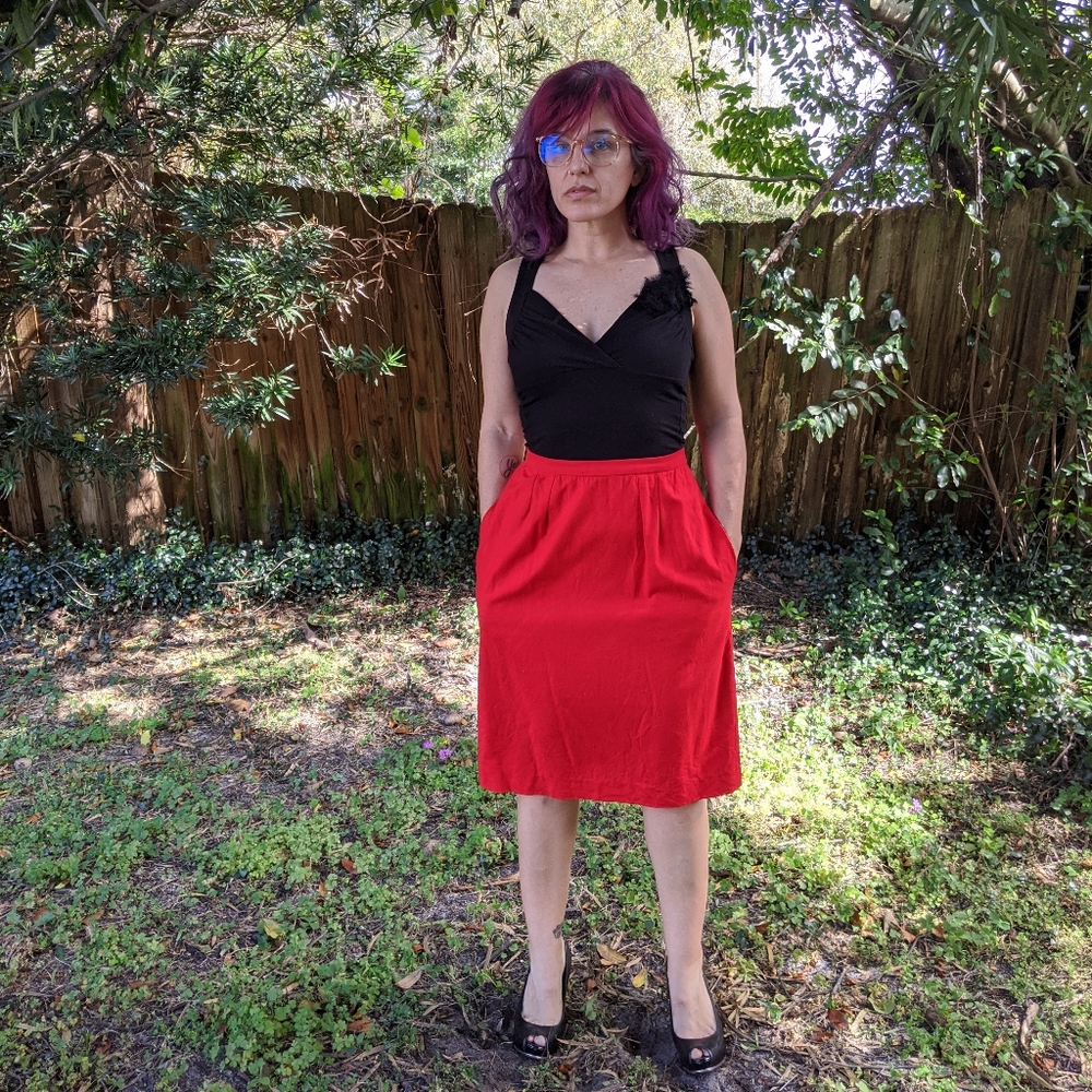 Vintage Liz Claiborne Red Silk Skirt